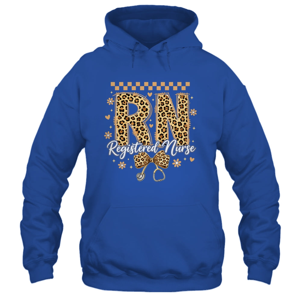 Cute RN Registered Nurse Leopard Nursing Coquette Women Shirt & Hoodie | teecentury
