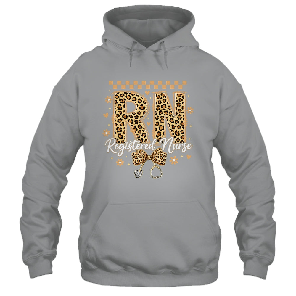 Cute RN Registered Nurse Leopard Nursing Coquette Women Shirt & Hoodie | teecentury