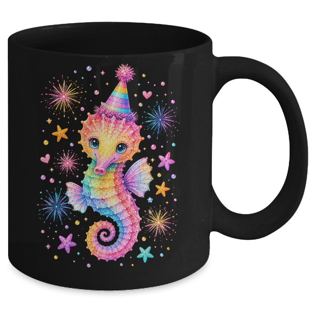 Cute Rainbow Seahorse Birthday Girl Summer Ocean Aquarium Mug | teecentury