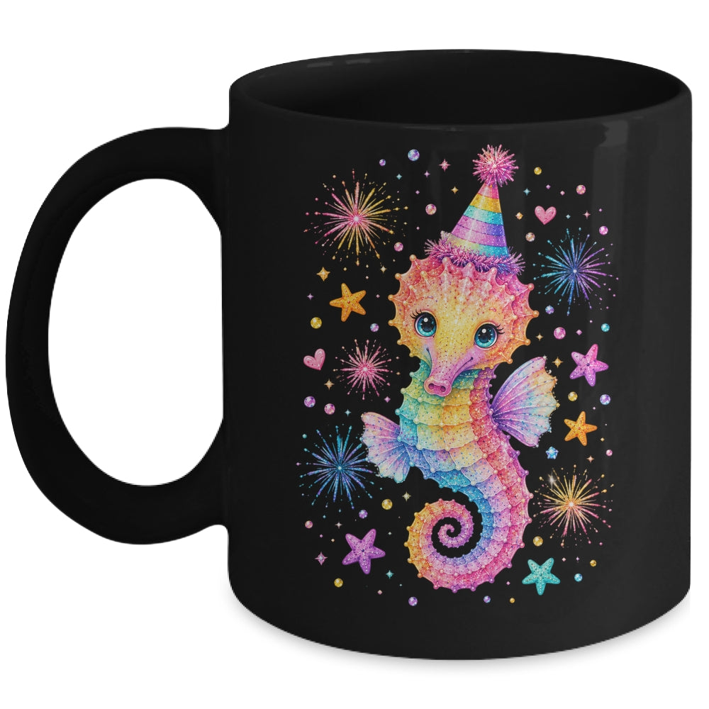 Cute Rainbow Seahorse Birthday Girl Summer Ocean Aquarium Mug | teecentury