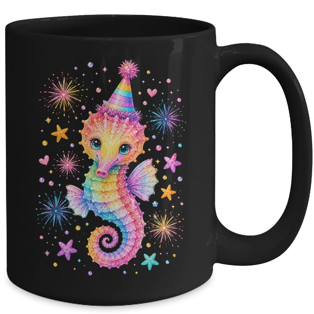 Cute Rainbow Seahorse Birthday Girl Summer Ocean Aquarium Mug | teecentury