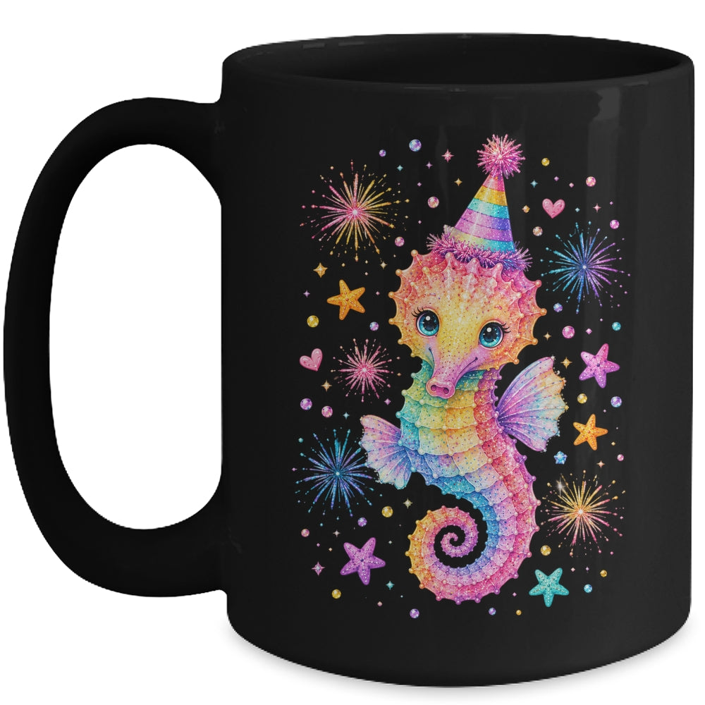 Cute Rainbow Seahorse Birthday Girl Summer Ocean Aquarium Mug | teecentury