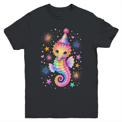 Cute Rainbow Seahorse Birthday Girl Summer Ocean Aquarium Youth Shirt | teecentury