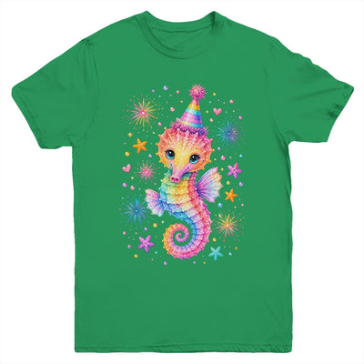 Cute Rainbow Seahorse Birthday Girl Summer Ocean Aquarium Youth Shirt | teecentury