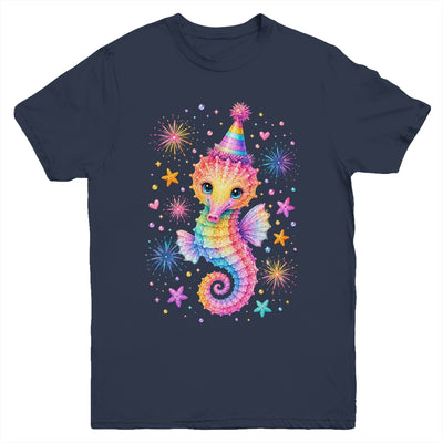 Cute Rainbow Seahorse Birthday Girl Summer Ocean Aquarium Youth Shirt | teecentury