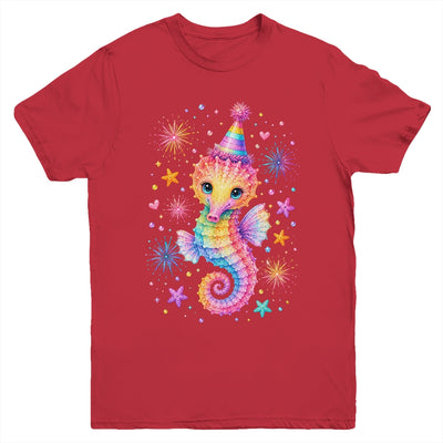 Cute Rainbow Seahorse Birthday Girl Summer Ocean Aquarium Youth Shirt | teecentury