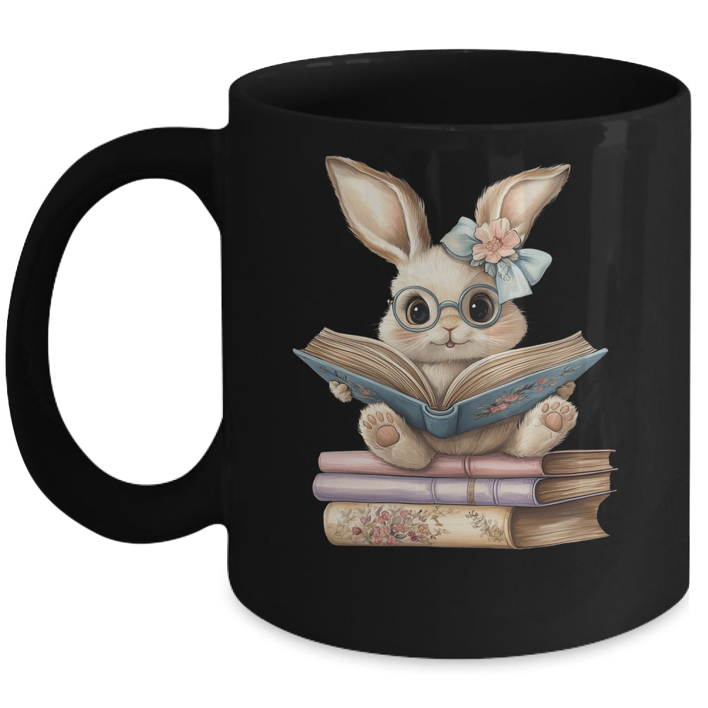 Cute Reading Bunny Easter Books Reader Teacher Girls Women Mug | teecentury