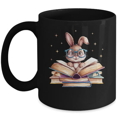 Cute Reading Bunny Glasses Books Bookworm Reader Teacher Mug | teecentury