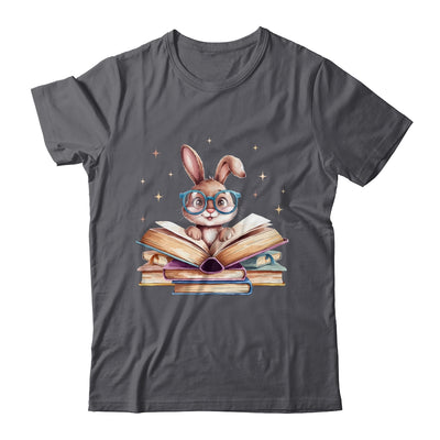 Cute Reading Bunny Glasses Books Bookworm Reader Teacher Shirt & Tank Top | teecentury