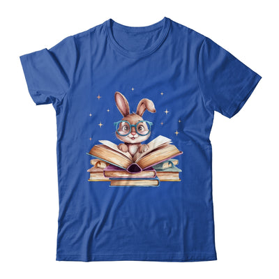 Cute Reading Bunny Glasses Books Bookworm Reader Teacher Shirt & Tank Top | teecentury