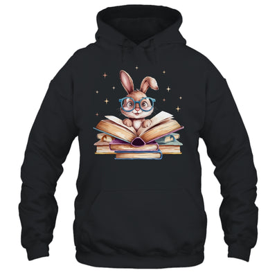 Cute Reading Bunny Glasses Books Bookworm Reader Teacher Shirt & Tank Top | teecentury