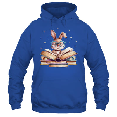 Cute Reading Bunny Glasses Books Bookworm Reader Teacher Shirt & Tank Top | teecentury