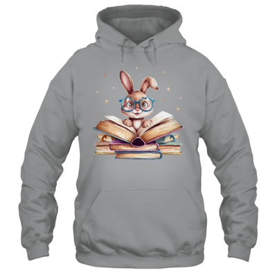 Cute Reading Bunny Glasses Books Bookworm Reader Teacher Shirt & Tank Top | teecentury