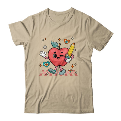 Cute Retro Checkered Apple With Face Teacher Pencil School Shirt & Hoodie | teecentury