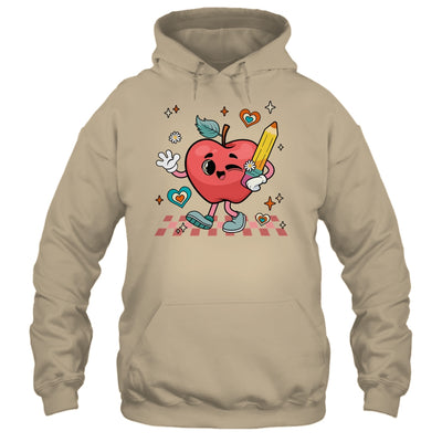 Cute Retro Checkered Apple With Face Teacher Pencil School Shirt & Hoodie | teecentury