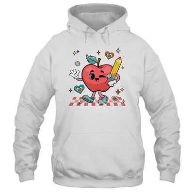 Cute Retro Checkered Apple With Face Teacher Pencil School Shirt & Hoodie | teecentury