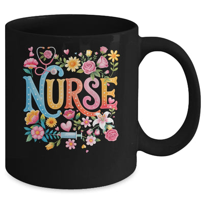 Cute Retro Groovy Nurse Flower Nursing Women Mug | teecentury
