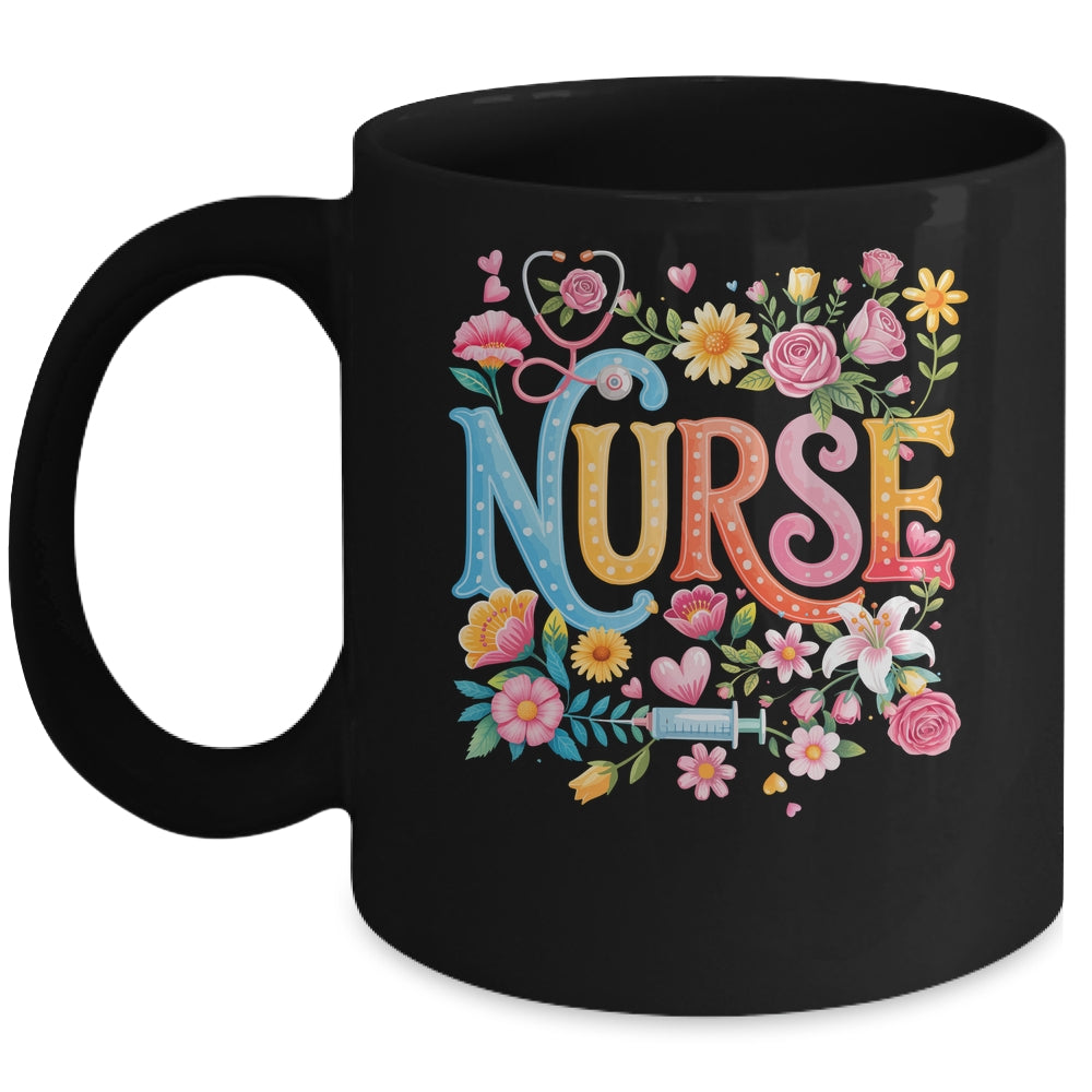 Cute Retro Groovy Nurse Flower Nursing Women Mug | teecentury