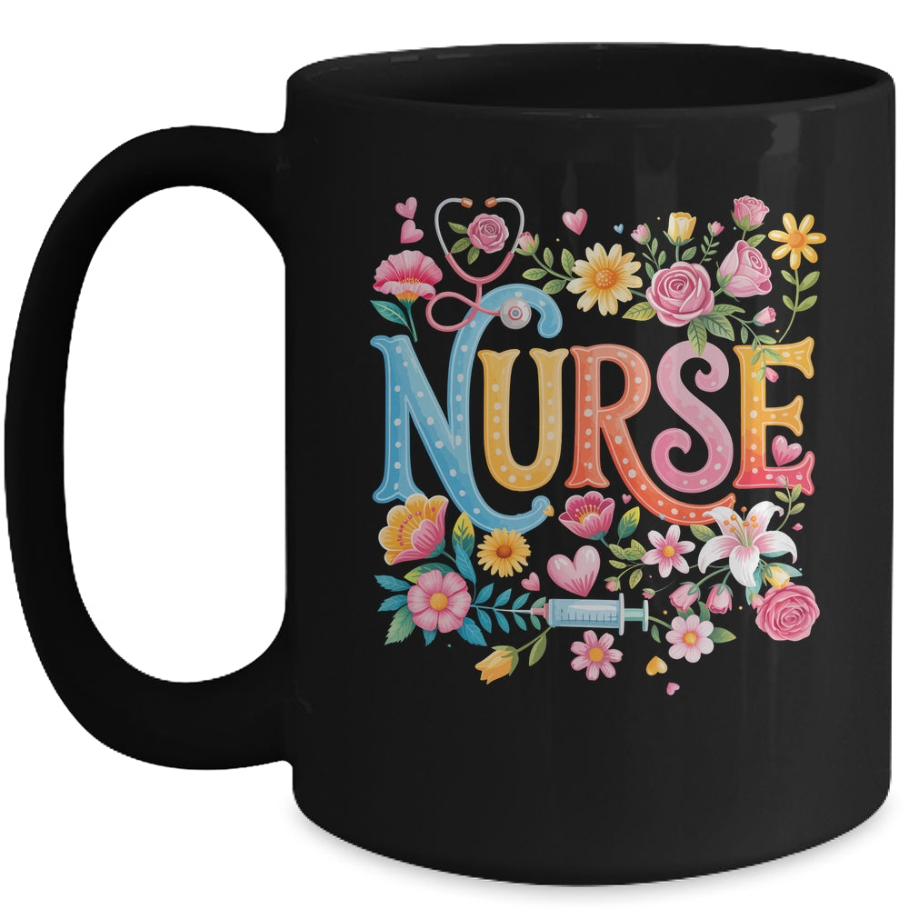 Cute Retro Groovy Nurse Flower Nursing Women Mug | teecentury