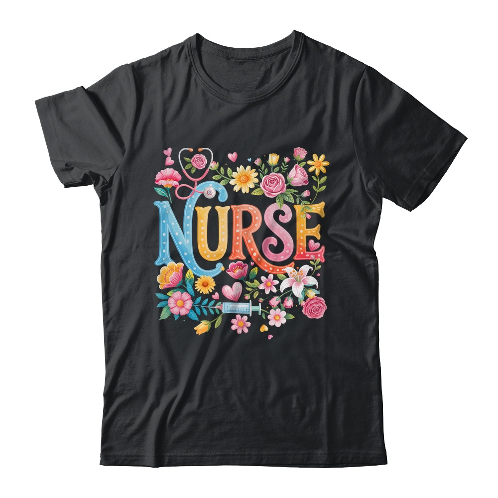 Cute Retro Groovy Nurse Flower Nursing Women Shirt & Tank Top | teecentury