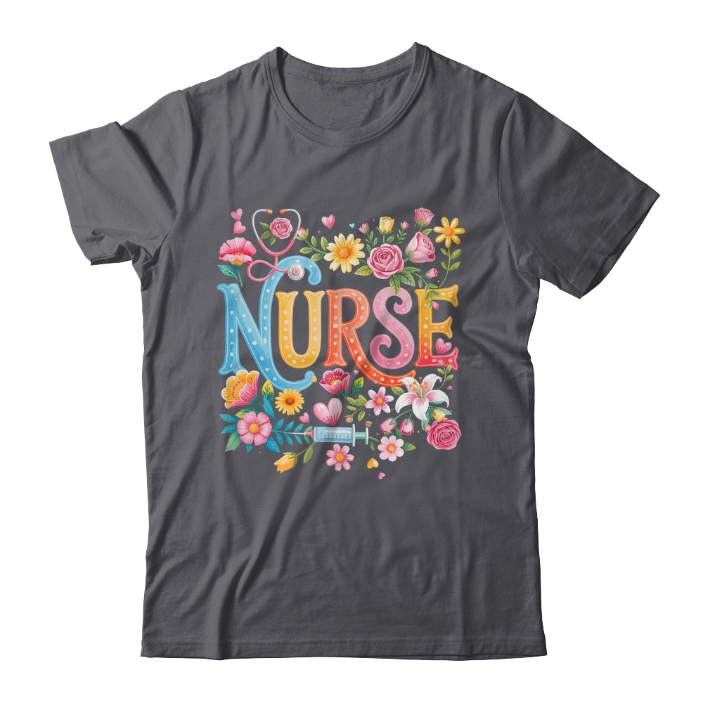 Cute Retro Groovy Nurse Flower Nursing Women Shirt & Tank Top | teecentury