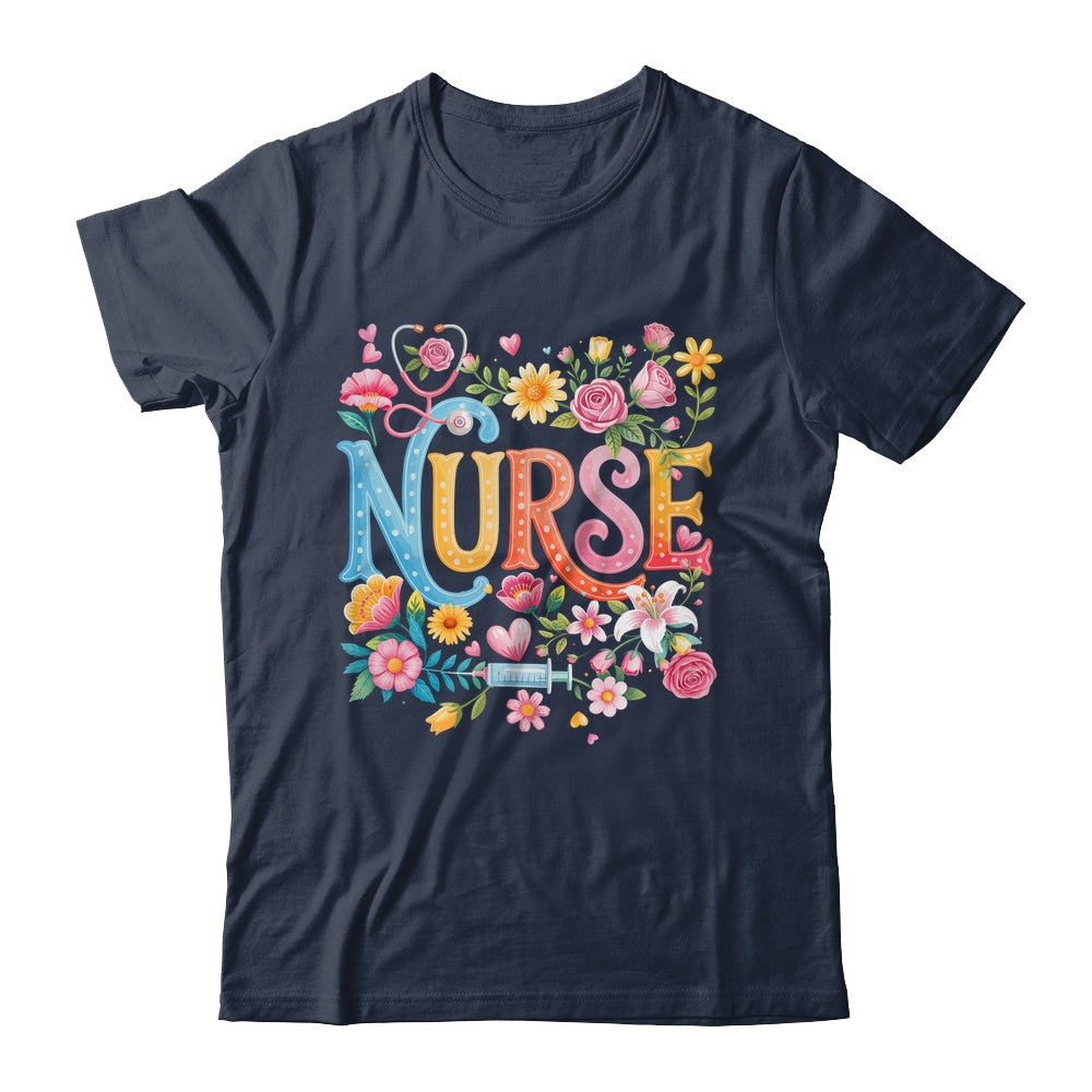 Cute Retro Groovy Nurse Flower Nursing Women Shirt & Tank Top | teecentury