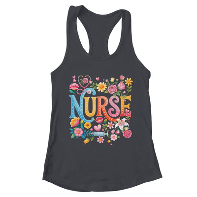 Cute Retro Groovy Nurse Flower Nursing Women Shirt & Tank Top | teecentury