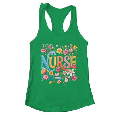 Cute Retro Groovy Nurse Flower Nursing Women Shirt & Tank Top | teecentury