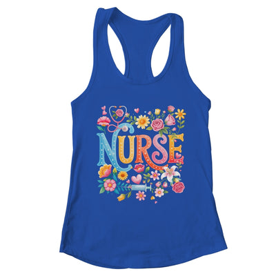 Cute Retro Groovy Nurse Flower Nursing Women Shirt & Tank Top | teecentury