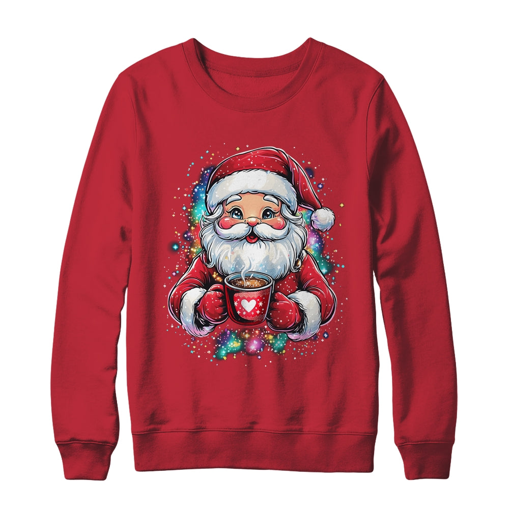 Cute Santa Claus Christmas Vibes Santa Hot Cocoa Girls Women Shirt & Sweatshirt | teecentury