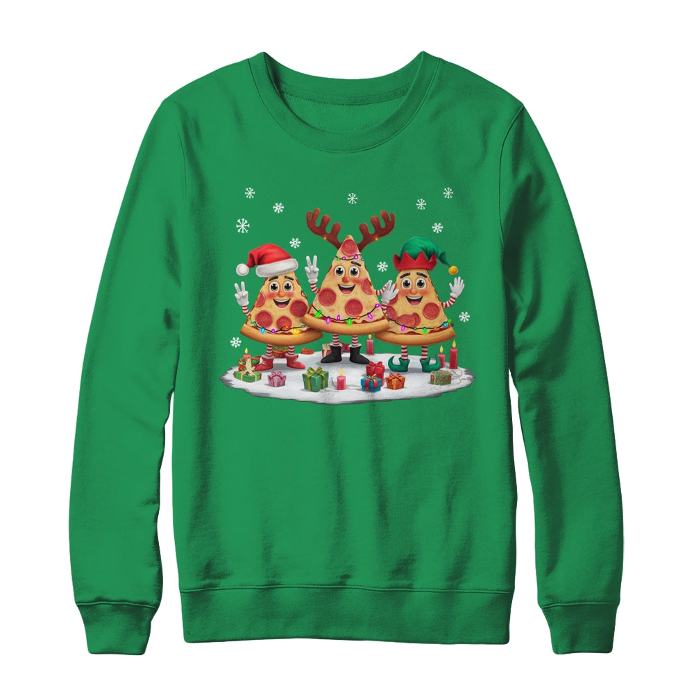 Cute Santa Reindeer Elf Pizza Christmas Womens Mens Kids Shirt & Sweatshirt | teecentury