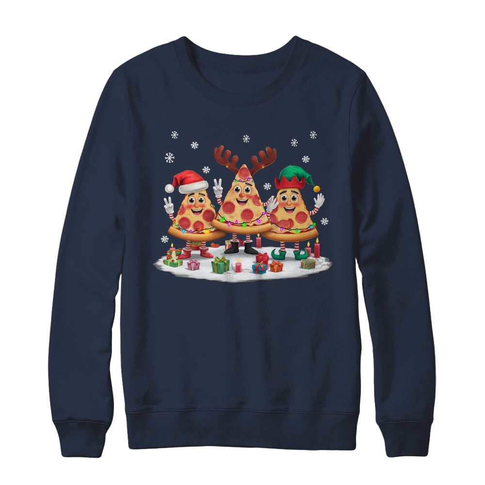 Cute Santa Reindeer Elf Pizza Christmas Womens Mens Kids Shirt & Sweatshirt | teecentury
