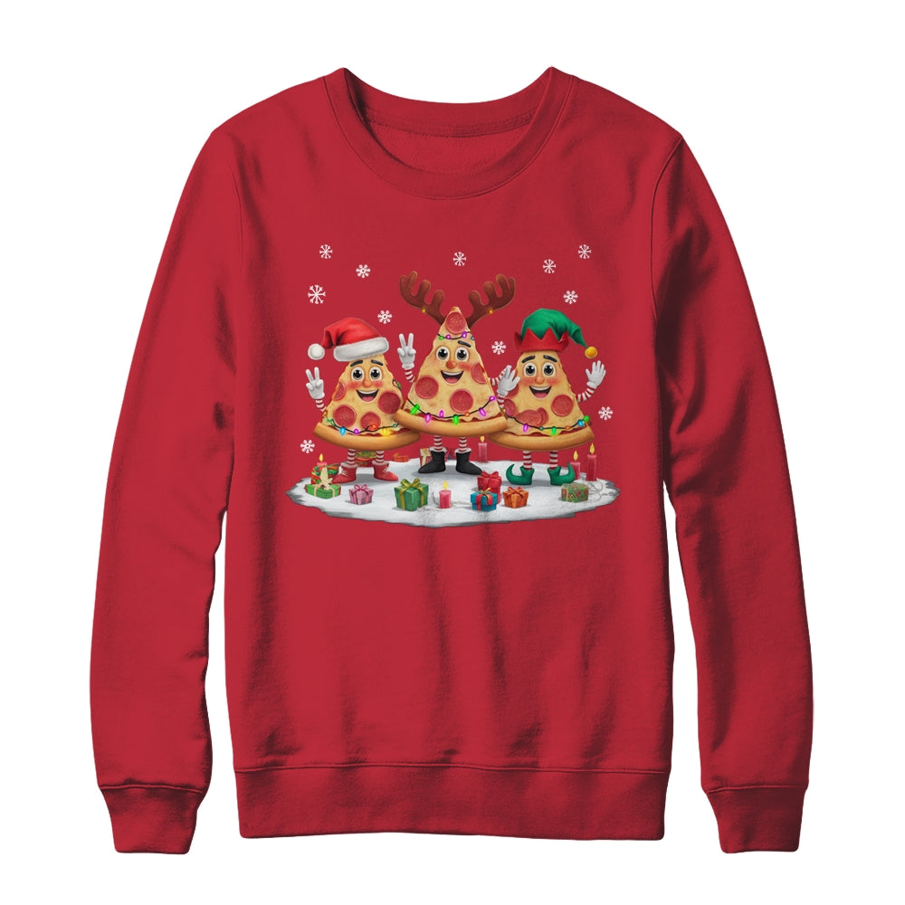 Cute Santa Reindeer Elf Pizza Christmas Womens Mens Kids Shirt & Sweatshirt | teecentury