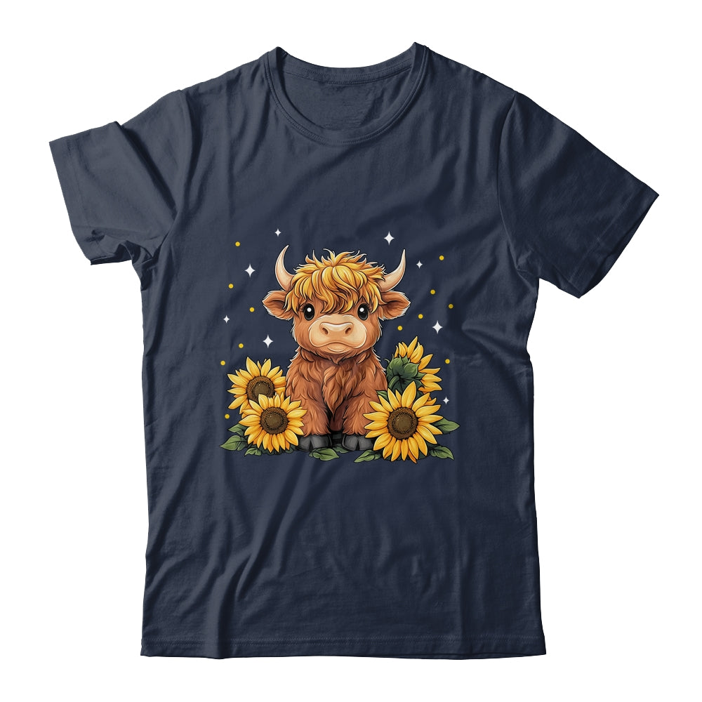 Cute Scottish Highland Cow Sunflower Highland Cow Farm Women Shirt & Tank Top | teecentury