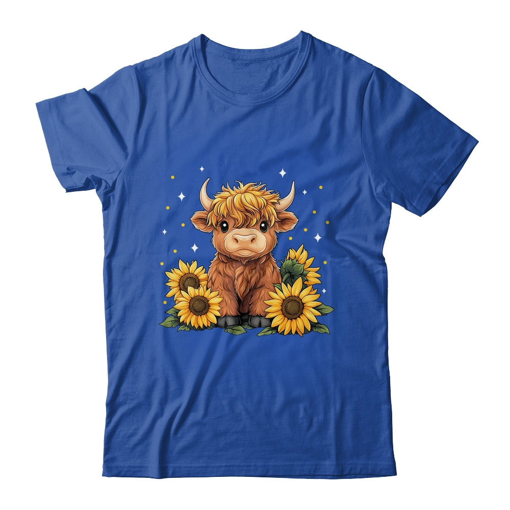 Cute Scottish Highland Cow Sunflower Highland Cow Farm Women Shirt & Tank Top | teecentury