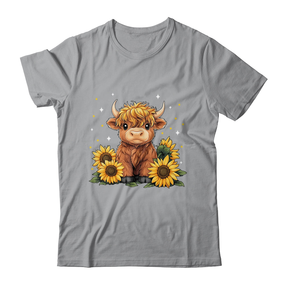 Cute Scottish Highland Cow Sunflower Highland Cow Farm Women Shirt & Tank Top | teecentury