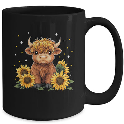 Cute Scottish Highland Cow Sunflower Highland Cow Farm Women Mug | teecentury