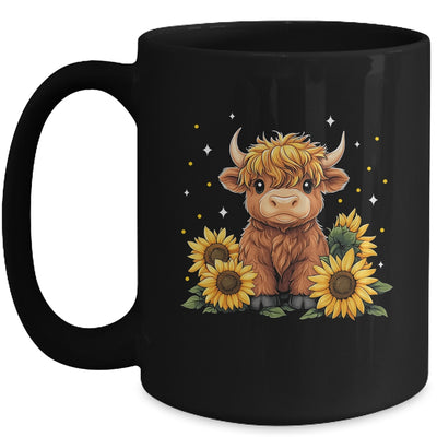 Cute Scottish Highland Cow Sunflower Highland Cow Farm Women Mug | teecentury