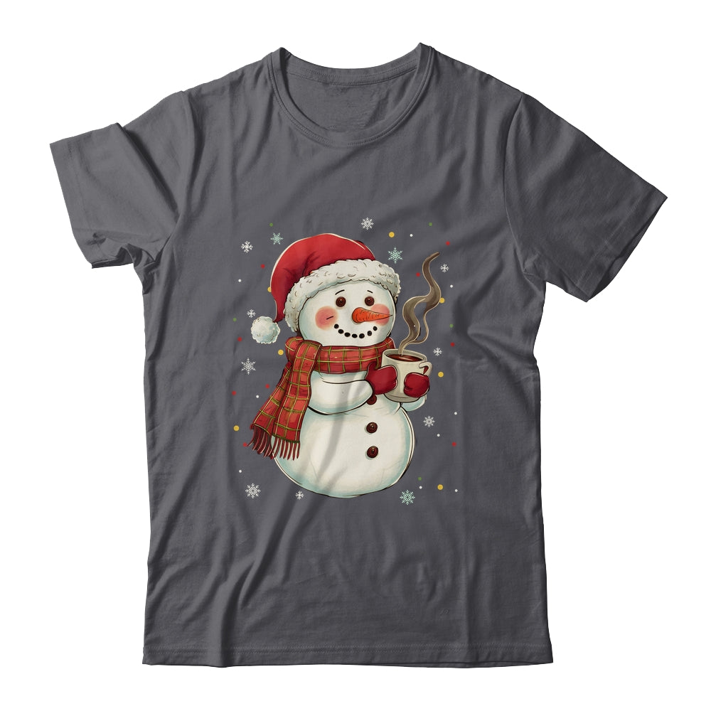 Cute Snowman Drink Coffee Winter Snowflake Snowman Christmas Shirt & Sweatshirt | teecentury