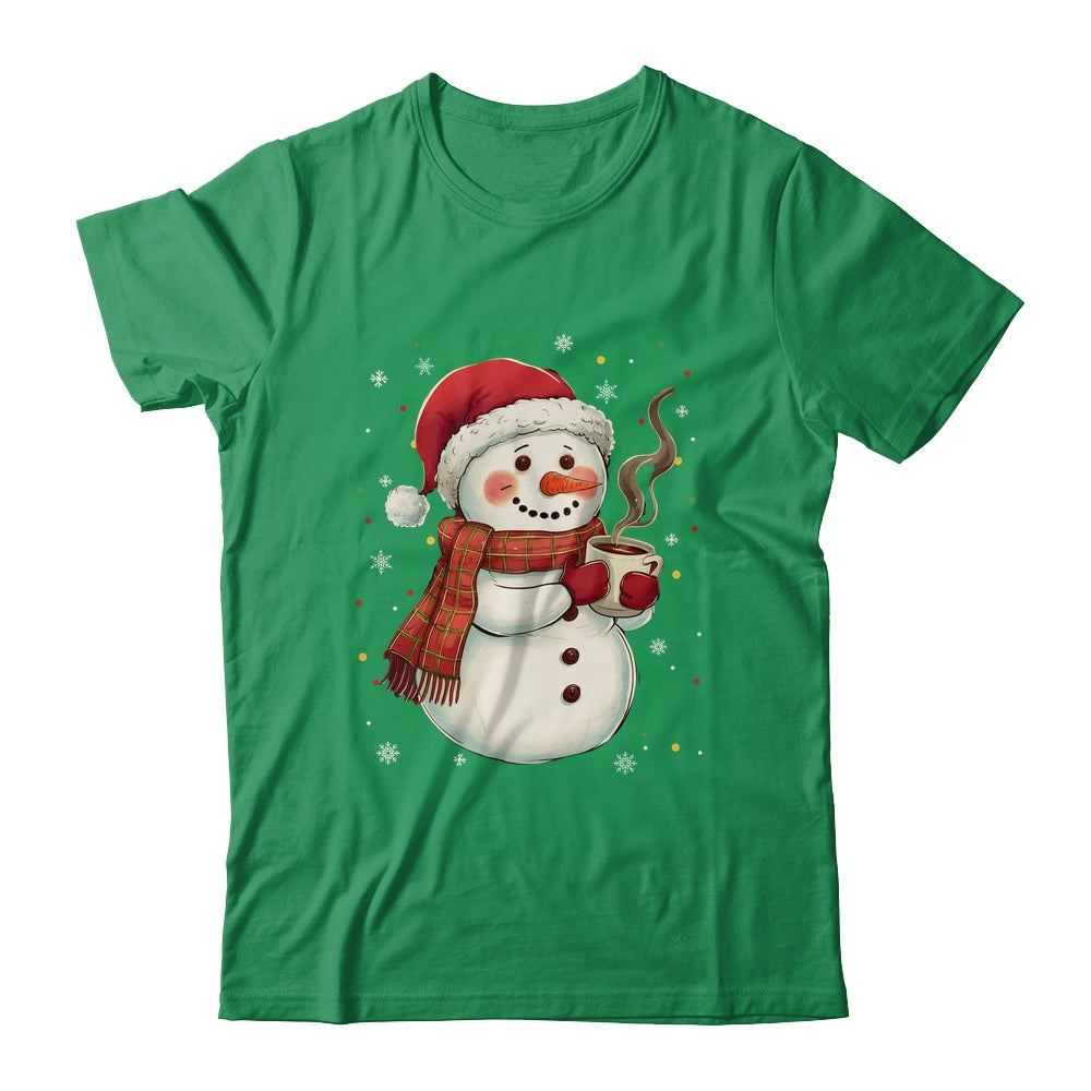 Cute Snowman Drink Coffee Winter Snowflake Snowman Christmas Shirt & Sweatshirt | teecentury