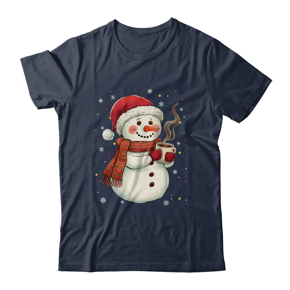 Cute Snowman Drink Coffee Winter Snowflake Snowman Christmas Shirt & Sweatshirt | teecentury
