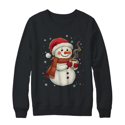 Cute Snowman Drink Coffee Winter Snowflake Snowman Christmas Shirt & Sweatshirt | teecentury