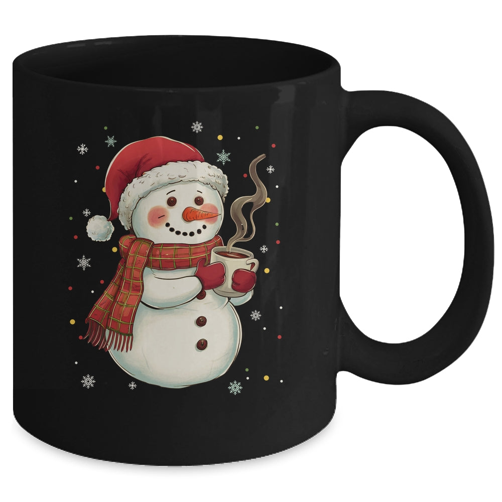 Cute Snowman Drink Coffee Winter Snowflake Snowman Christmas Mug | teecentury