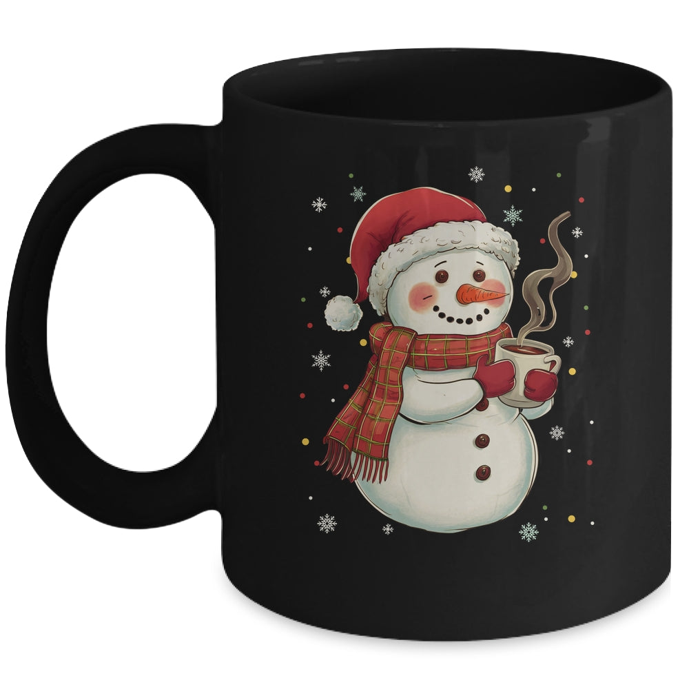 Cute Snowman Drink Coffee Winter Snowflake Snowman Christmas Mug | teecentury