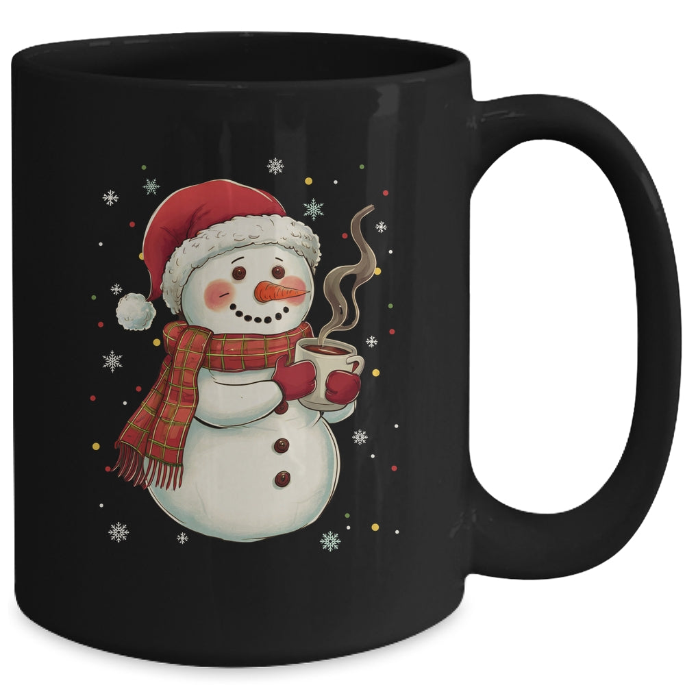 Cute Snowman Drink Coffee Winter Snowflake Snowman Christmas Mug | teecentury