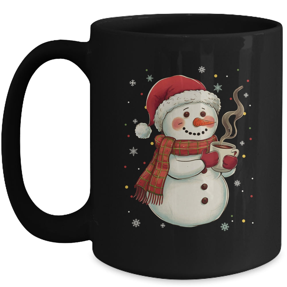 Cute Snowman Drink Coffee Winter Snowflake Snowman Christmas Mug | teecentury