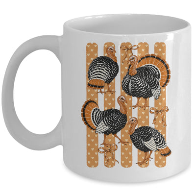 Cute Thanksgiving Turkey Stripes Coquette Bow Fall Women Mug | teecentury
