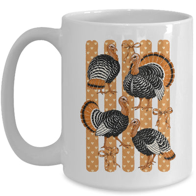 Cute Thanksgiving Turkey Stripes Coquette Bow Fall Women Mug | teecentury