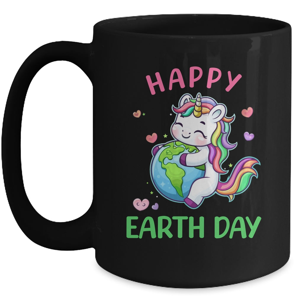 Cute Unicorn Happy Earth Day Groovy Women Girls Kids Mug | teecentury