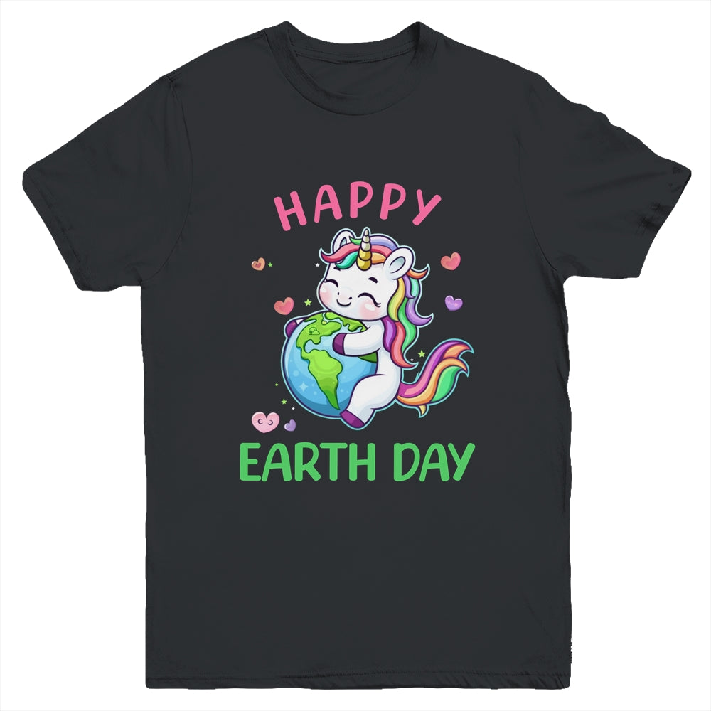 Cute Unicorn Happy Earth Day Groovy Women Girls Kids Youth Shirt | teecentury